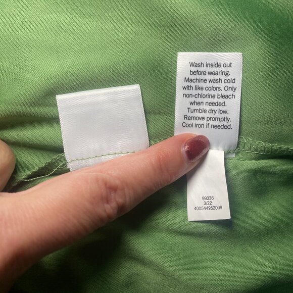 LC Lauren Conrad Green Polka Dot Womens L Blouse Flowy Sheer Chiffon Boho EUC - Picture 5 of 8